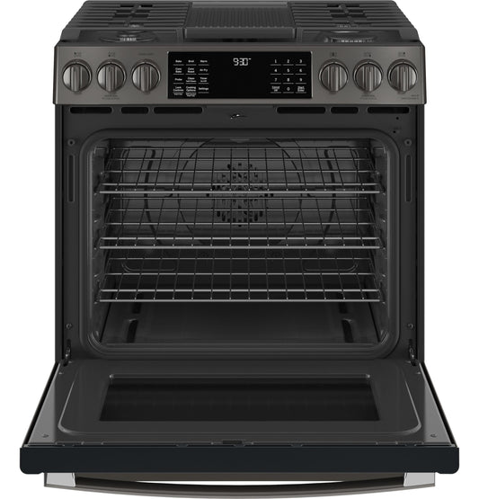PGS930BPTS GE Profile™ 30" Smart Slide-In Front-Control Gas Range with No Preheat Air Fry