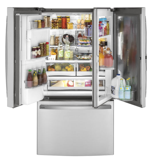 PYD22KYNFS GE Profile™ 22.1 Cu. Ft. Counter-Depth Fingerprint Resistant French-Door Refrigerator with Door In Door and Hands-Free AutoFill