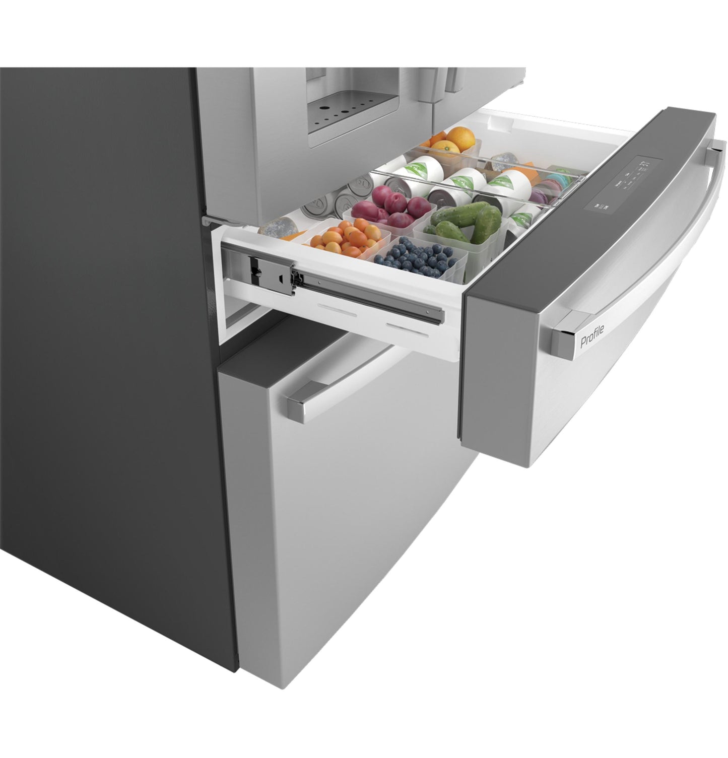 PVD28BYNFS GE Profile™ ENERGY STAR® 27.9 Cu. Ft. Smart Fingerprint Resistant 4-Door French-Door Refrigerator with Door In Door