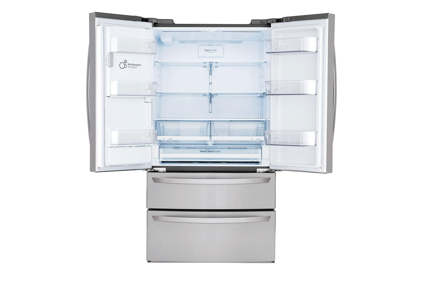 Lg LMXS28626S 28 cu. ft. 4-Door French Door, Standard Depth, Ice & Water, Double Freezer, Stainless Steel