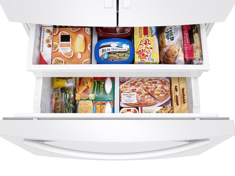 27 cu. ft. Large Capacity 3-Door French Door Refrigerator with External Water & Ice Dispenser in White