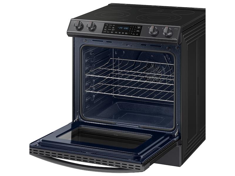 Samsung 6.3 cu. ft. Smart Slide-in Electric Range with Air Fry in Black Stainless Steel