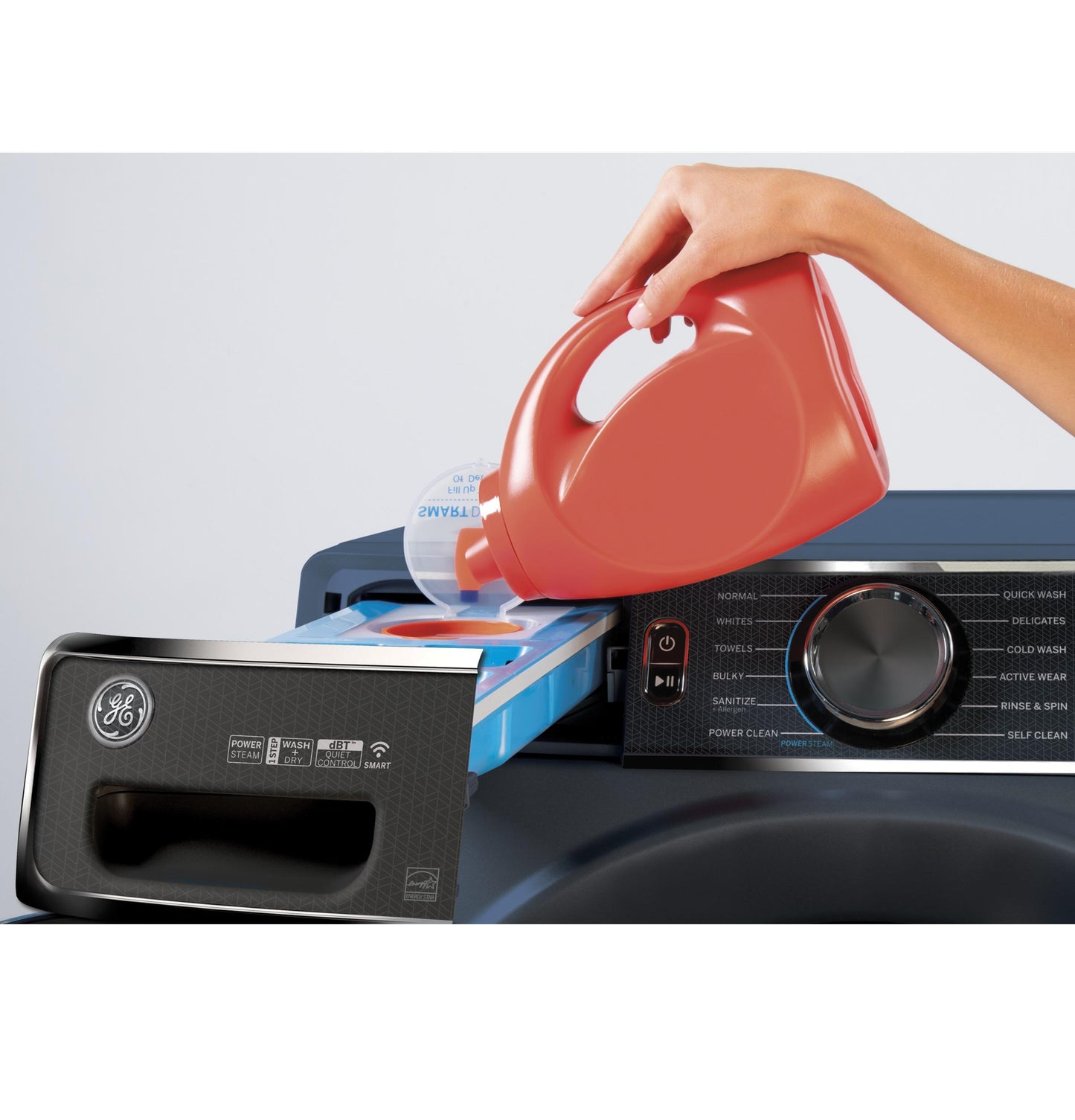 GE® ENERGY STAR® 5.0 cu. ft. Capacity Smart Front Load Steam Washer with SmartDispense™ UltraFresh Vent System with OdorBlock™ and Sanitize   Allergen