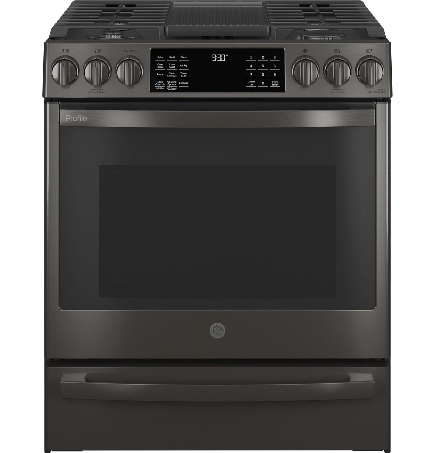 PGS930BPTS GE Profile™ 30" Smart Slide-In Front-Control Gas Range with No Preheat Air Fry