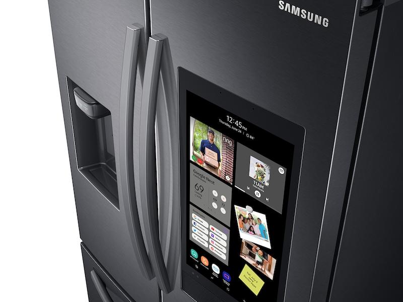 SAMSUNG 26.5 cu. ft. Large Capacity 3-Door French Door Refrigerator with Family Hub(TM) and External Water & Ice Dispenser in Black Stainless Steel