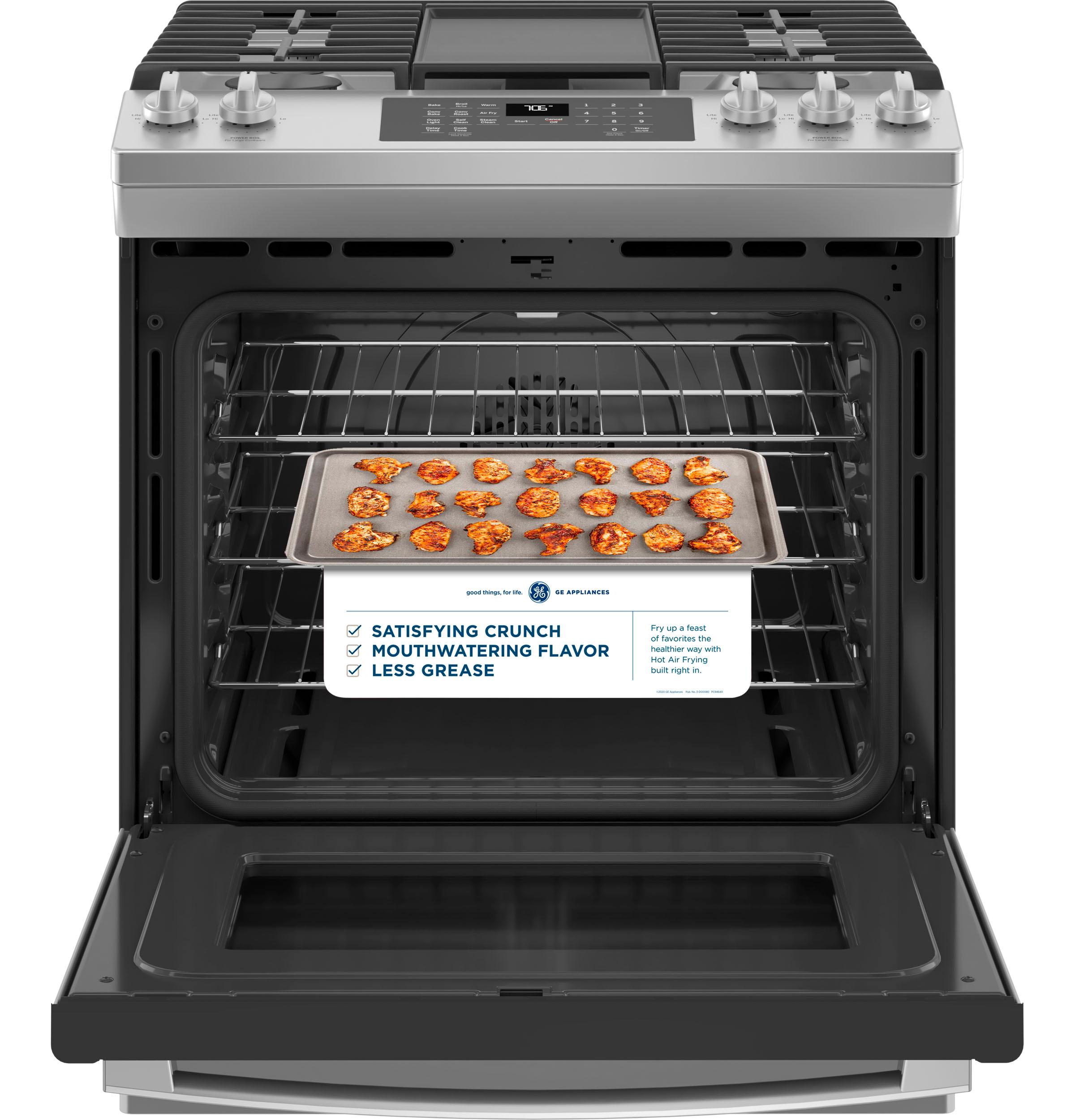 GE® 30" Slide-In Front-Control Convection Gas Range with No Preheat Air Fry