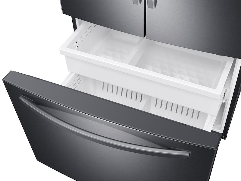 SAMSUNG 26.5 cu. ft. Large Capacity 3-Door French Door Refrigerator with Family Hub(TM) and External Water & Ice Dispenser in Black Stainless Steel