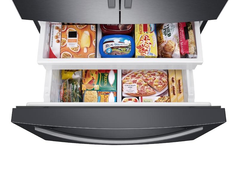 26.5 cu. ft. Large Capacity 3-Door French Door Refrigerator with Family Hub™ and External Water & Ice Dispenser in Black Stainless Steel