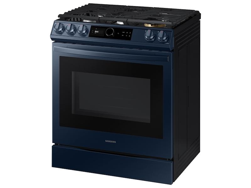 Bespoke Smart Slide-in Gas Range 6.0 cu. ft. with Smart Dial, Air Fry & Wi-Fi in Navy Steel