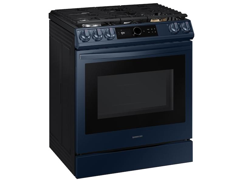 Bespoke Smart Slide-in Gas Range 6.0 cu. ft. with Smart Dial, Air Fry & Wi-Fi in Navy Steel