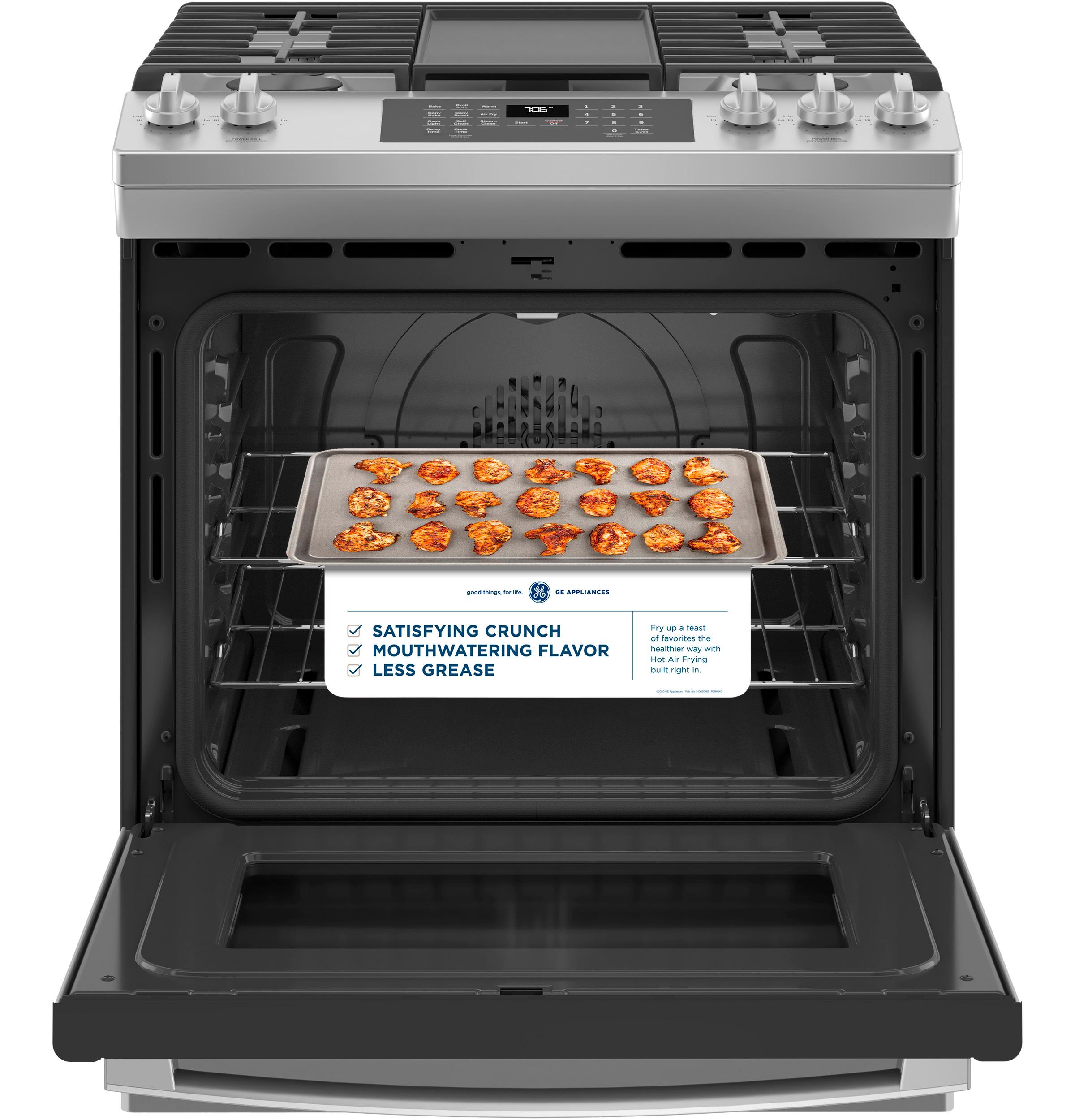 GE® 30" Slide-In Front-Control Convection Gas Range with No Preheat Air Fry