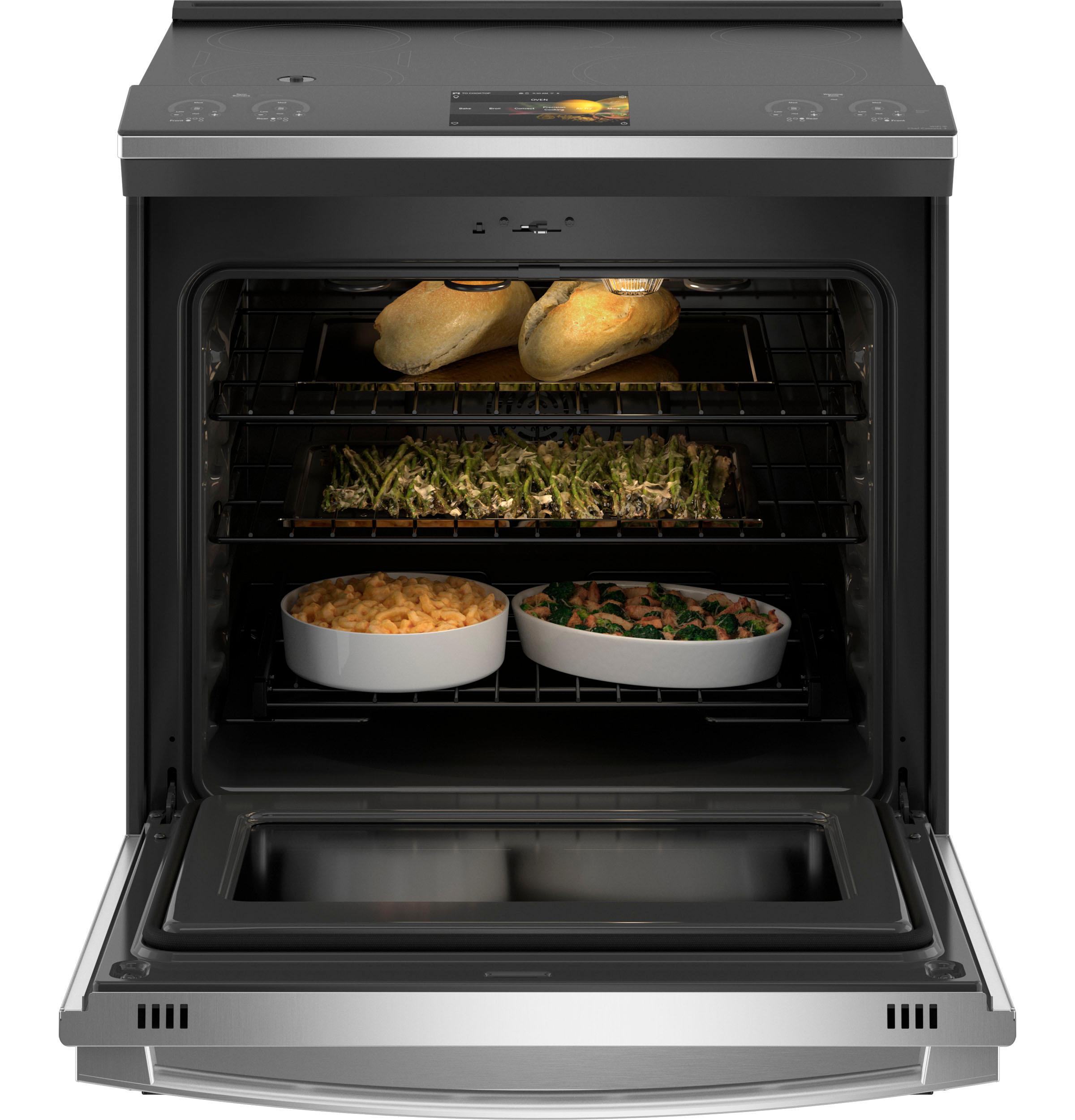 PHS93XYPFS GE Profile™ 30" Smart Slide-In Front-Control Induction Fingerprint Resistant Range with In Oven Camera