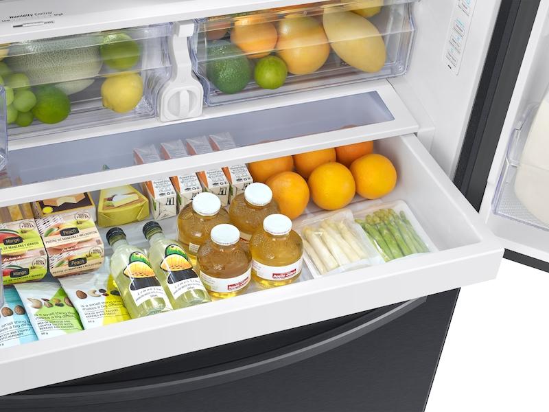 27 cu. ft. Large Capacity 3-Door French Door Refrigerator with External Water & Ice Dispenser in Black Stainless Steel