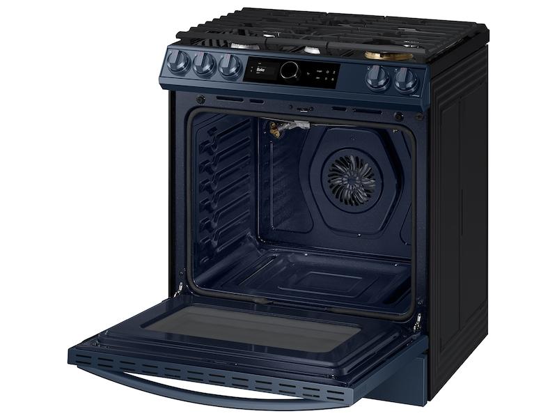 Bespoke Smart Slide-in Gas Range 6.0 cu. ft. with Smart Dial, Air Fry & Wi-Fi in Navy Steel