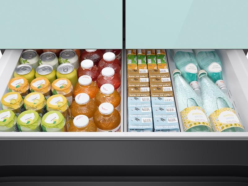 Samsung RF29BB86004MAA Bespoke 4-Door French Door Refrigerator (29 cu. ft.) with Beverage Center™ in Morning Blue Glass Top Panels and White Glass Middle and Bottom Panels