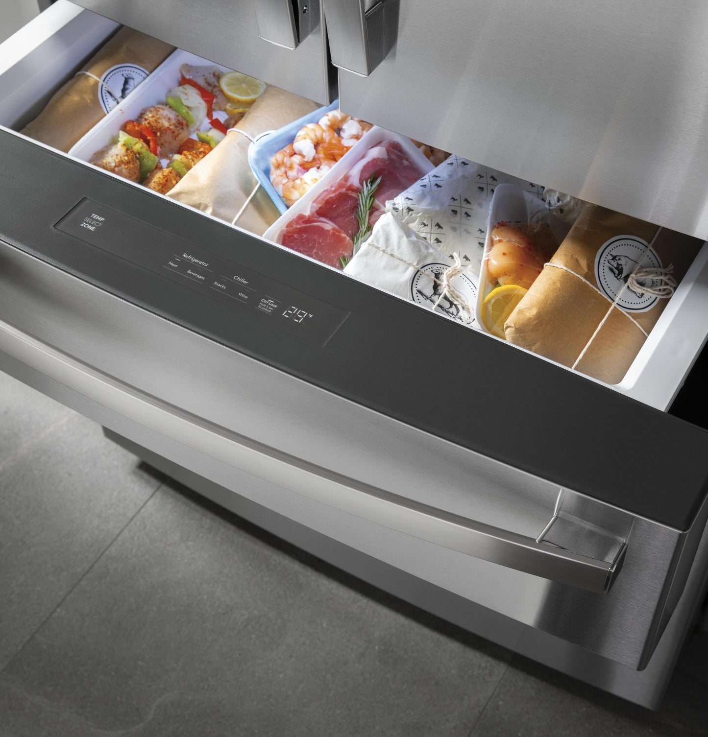 PVD28BYNFS GE Profile™ ENERGY STAR® 27.9 Cu. Ft. Smart Fingerprint Resistant 4-Door French-Door Refrigerator with Door In Door