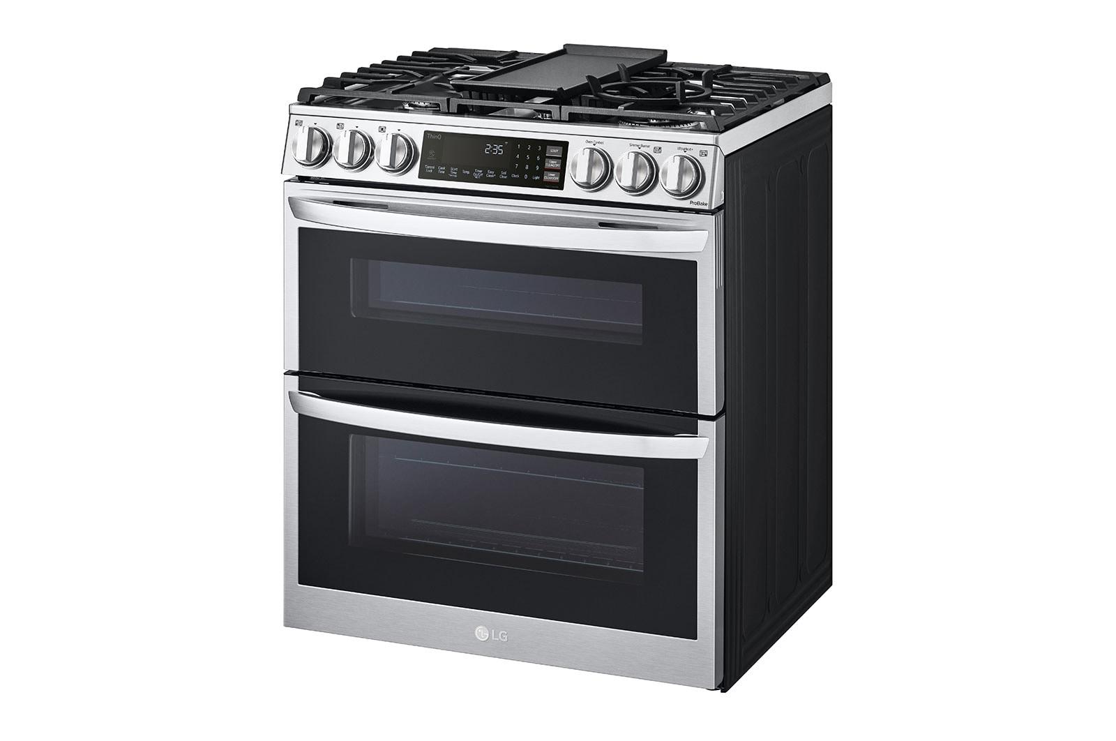 Lg 6.9 cu. ft. Smart Gas Double Oven Slide-in Range with InstaView®, ProBake® Convection, Air Fry, and Air Sous Vide