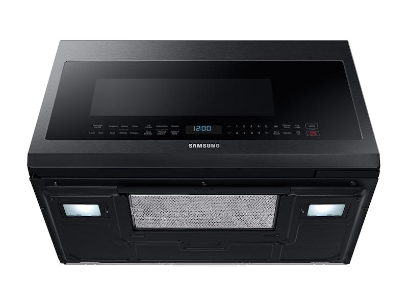 SAMSUNG 2.1 cu. ft. Over-the-Range Microwave with Sensor Cooking in Fingerprint Resistant Black Stainless Steel