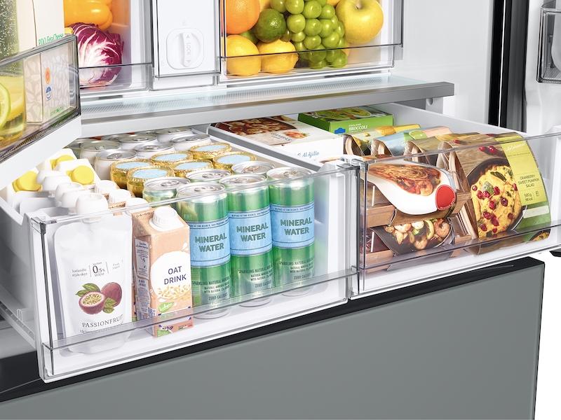 Samsung RF30BB69006MAA Bespoke 3-Door French Door Refrigerator (30 cu. ft.) - with Top Left and Family Hub™ Panel in White Glass - and Matte Grey Glass Bottom Door Panel