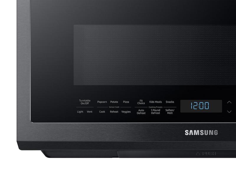 SAMSUNG 2.1 cu. ft. Over-the-Range Microwave with Sensor Cooking in Fingerprint Resistant Black Stainless Steel
