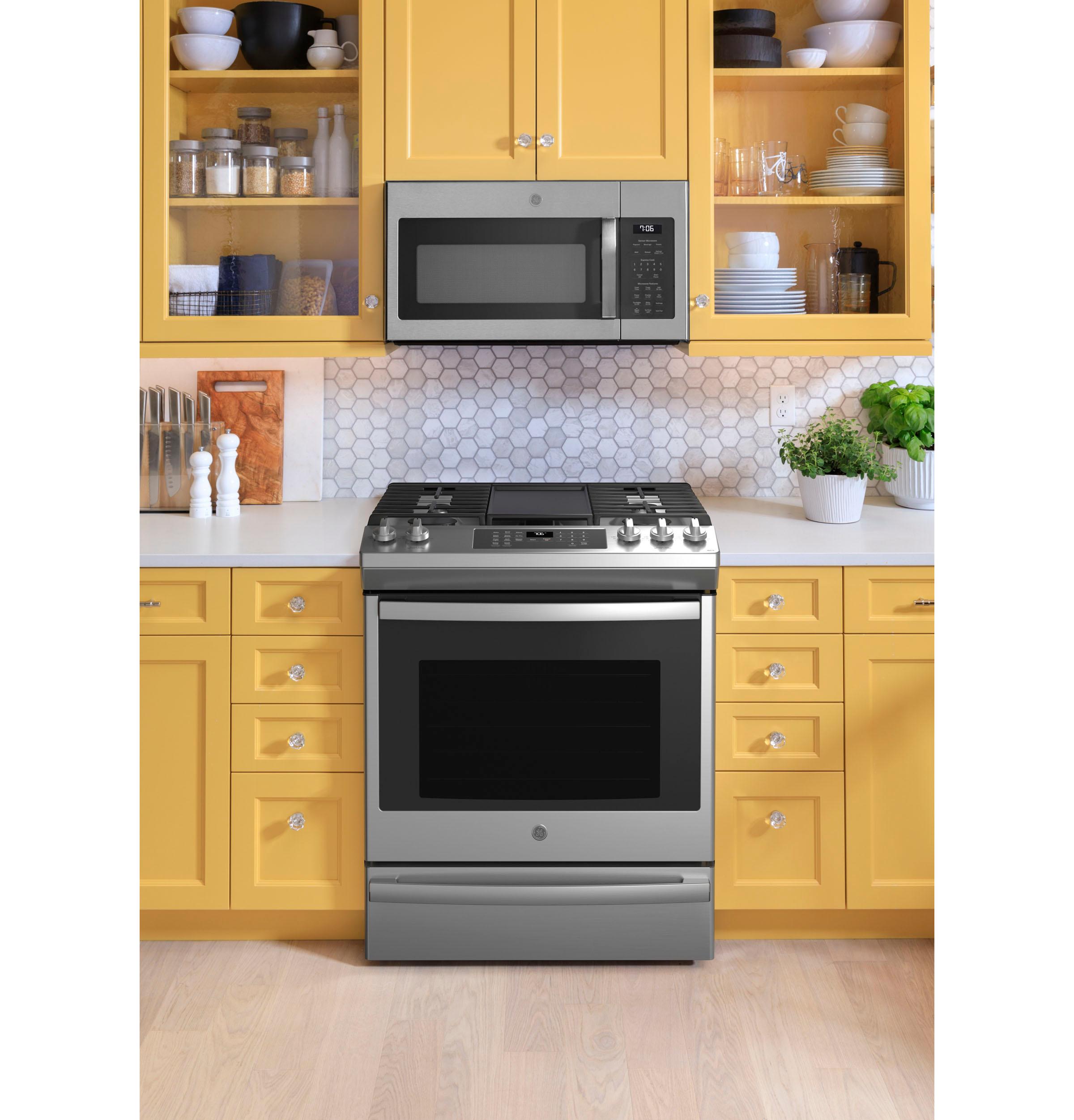 GE® 30" Slide-In Front-Control Convection Gas Range with No Preheat Air Fry