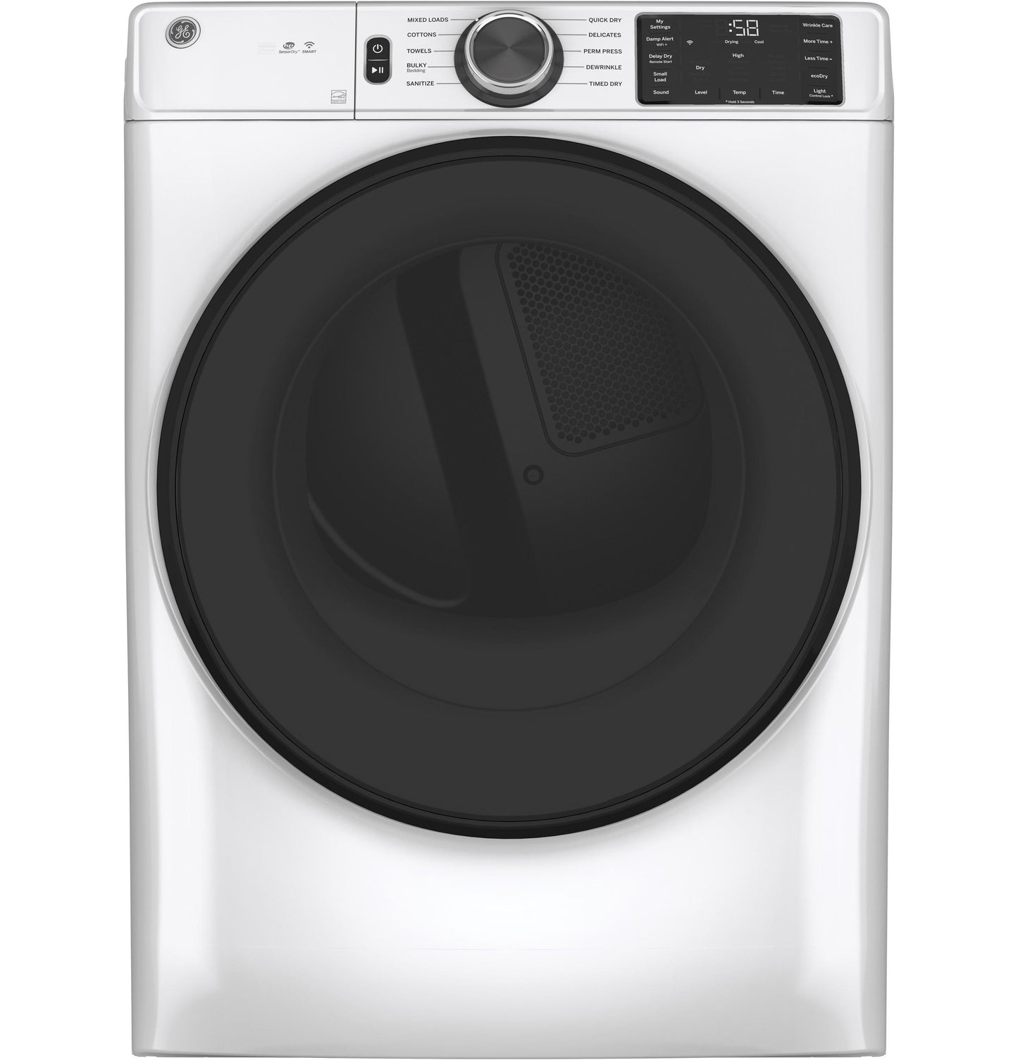 GFD55GSSNWW GE® ENERGY STAR® 7.8 cu. ft. Capacity Smart Front Load Gas Dryer with Sanitize Cycle