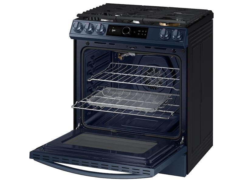 Bespoke Smart Slide-in Gas Range 6.0 cu. ft. with Smart Dial, Air Fry & Wi-Fi in Navy Steel