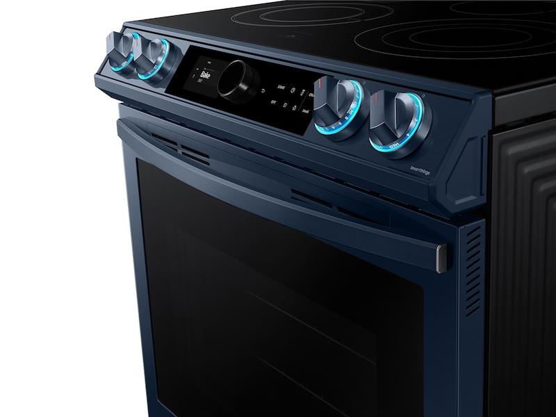 Bespoke Smart Slide-in Electric Range 6.3 cu. ft. with Smart Dial & Air Fry in Navy Steel