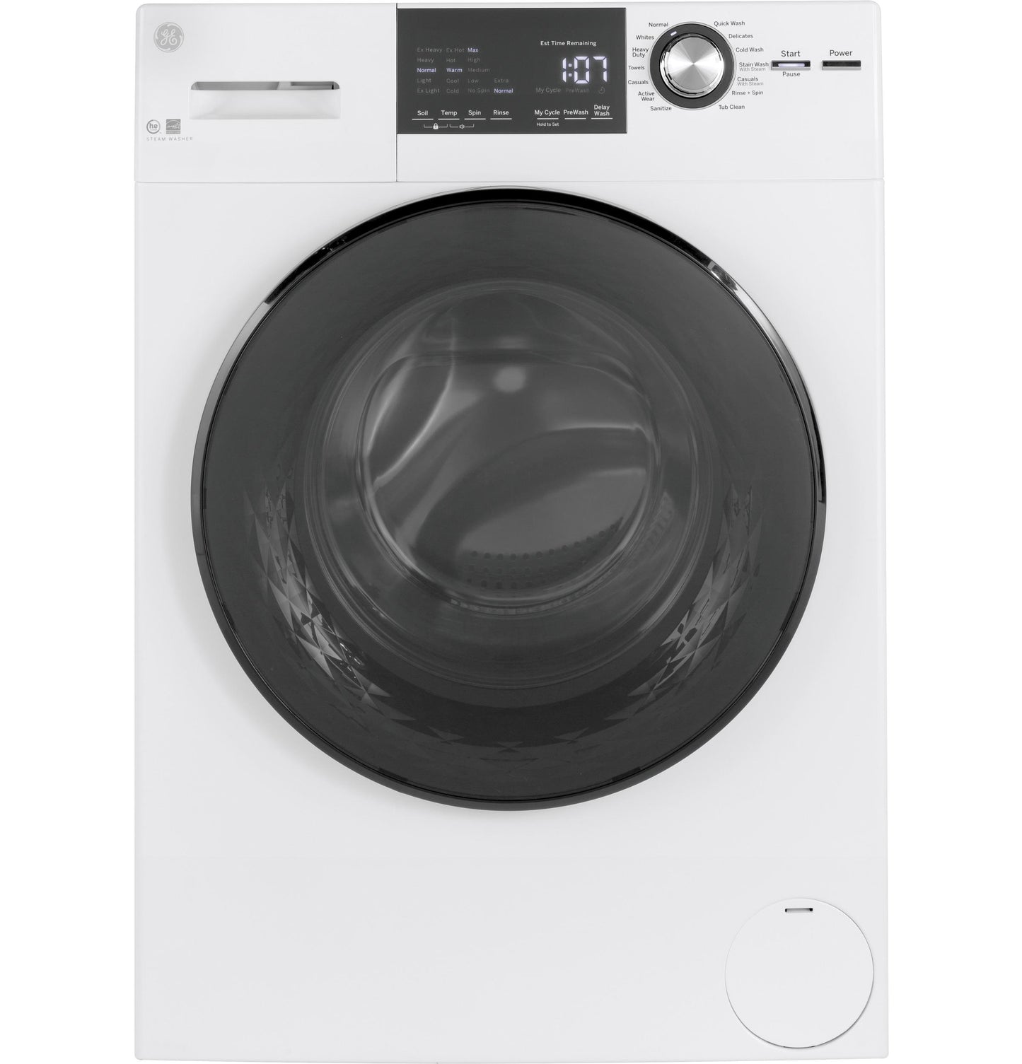 GFW148SSMWW GE® ENERGY STAR® 24" 2.4 Cu. Ft. Front Load Washer with Steam