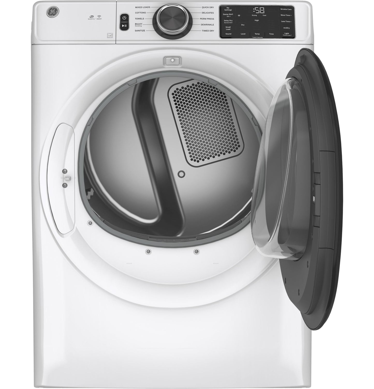 GFD55GSSNWW GE® ENERGY STAR® 7.8 cu. ft. Capacity Smart Front Load Gas Dryer with Sanitize Cycle