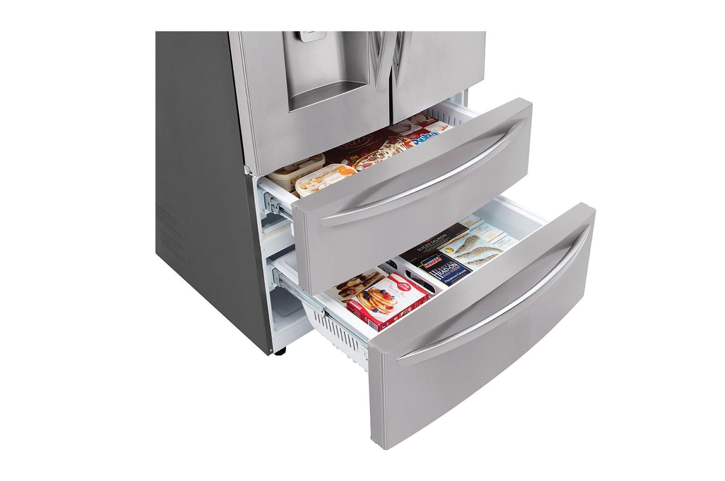 Lg LMXS28626S 28 cu. ft. 4-Door French Door, Standard Depth, Ice & Water, Double Freezer, Stainless Steel