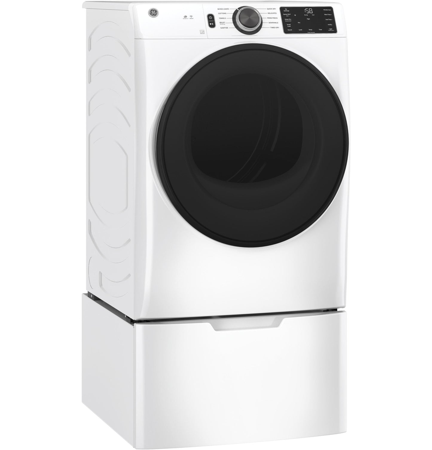GFD55GSSNWW GE® ENERGY STAR® 7.8 cu. ft. Capacity Smart Front Load Gas Dryer with Sanitize Cycle