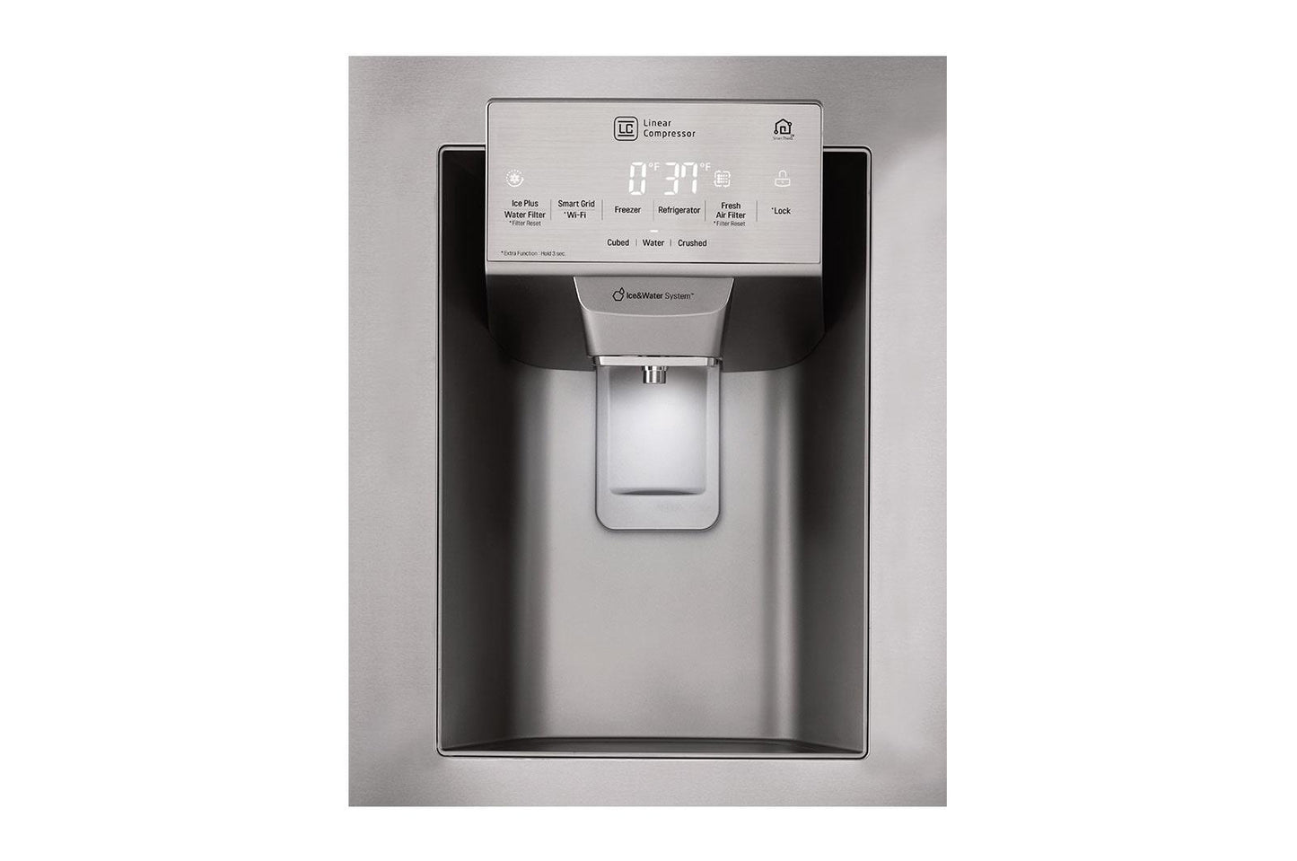 Lg LMXS28626S 28 cu. ft. 4-Door French Door, Standard Depth, Ice & Water, Double Freezer, Stainless Steel