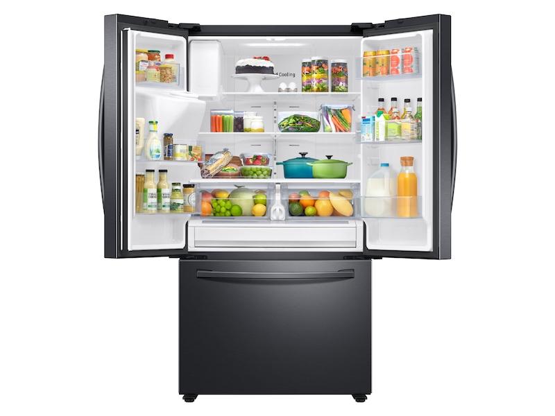 SAMSUNG 26.5 cu. ft. Large Capacity 3-Door French Door Refrigerator with Family Hub(TM) and External Water & Ice Dispenser in Black Stainless Steel