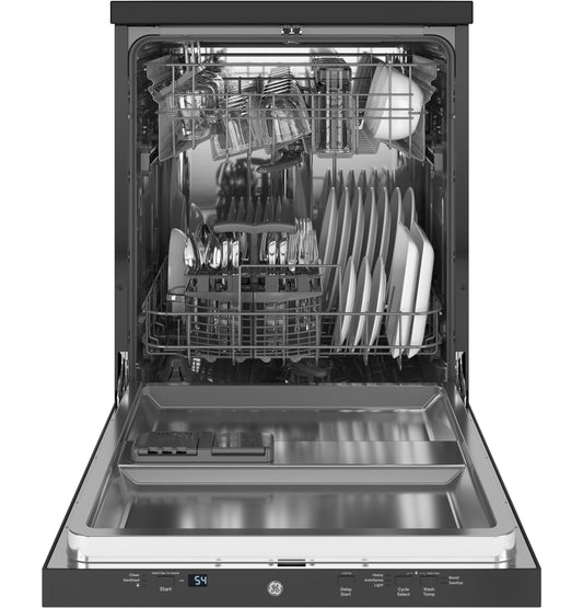 GPT225SGLBB GE® ENERGY STAR® 24" Stainless Steel Interior Portable Dishwasher with Sanitize Cycle