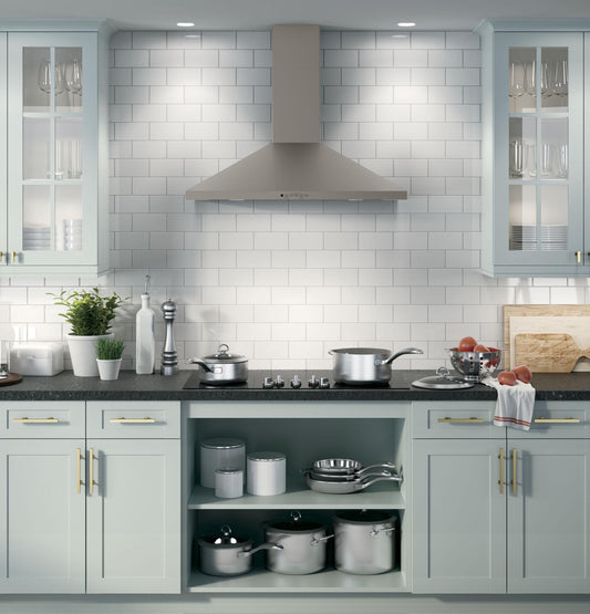 JVW5361EJES GE® 36" Wall-Mount Pyramid Chimney Hood