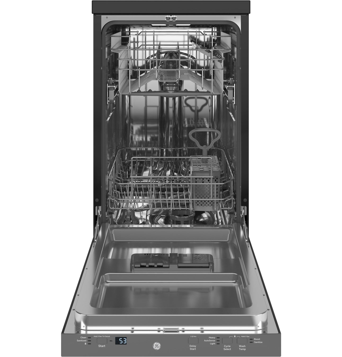 GPT145SSLSS GE® ENERGY STAR® 18" Stainless Steel Interior Portable Dishwasher with Sanitize Cycle