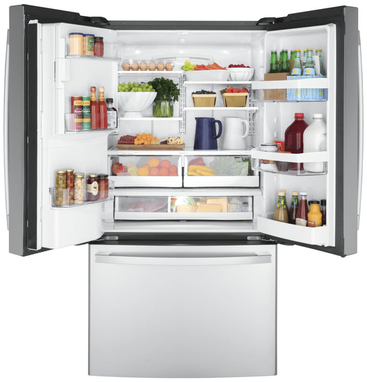 GYE22GYNFS GE ENERGY STAR 22.1 Cu. Ft. Counter-Depth Fingerprint Resistant French-Door Refrigerator