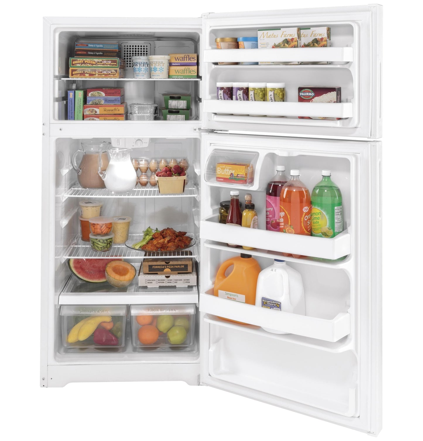 GPE17CTNRWW GE® ENERGY STAR® 16.6 Cu. Ft. Recessed Handle Top-Freezer Refrigerator