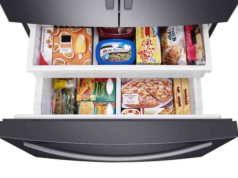 27 cu. ft. Large Capacity 3-Door French Door Refrigerator with External Water & Ice Dispenser in Black Stainless Steel
