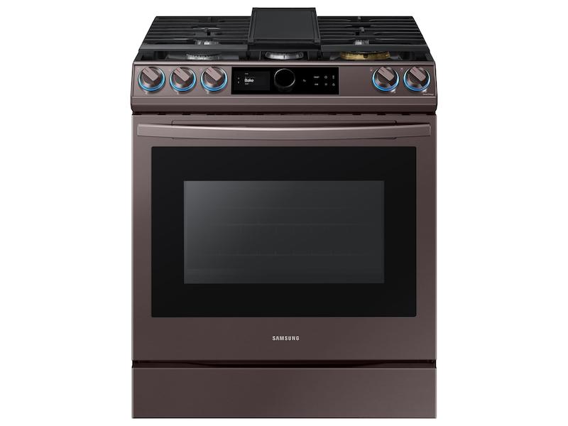 Bespoke Smart Slide-in Gas Range 6.0 cu. ft. with Smart Dial, Air Fry & Wi-Fi in Tuscan Steel