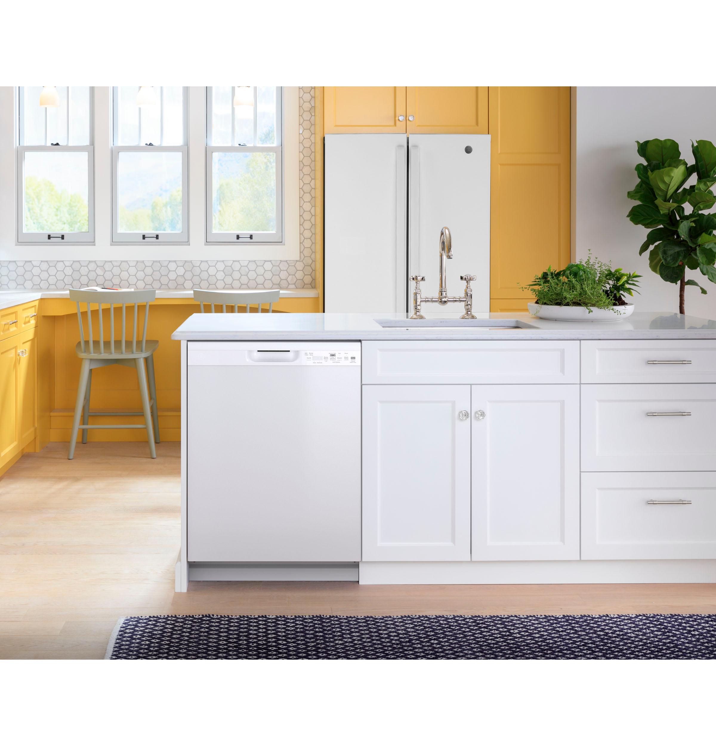 GDF550PGRWW GE® ENERGY STAR® Front Control with Plastic Interior Dishwasher with Sanitize Cycle & Dry Boost