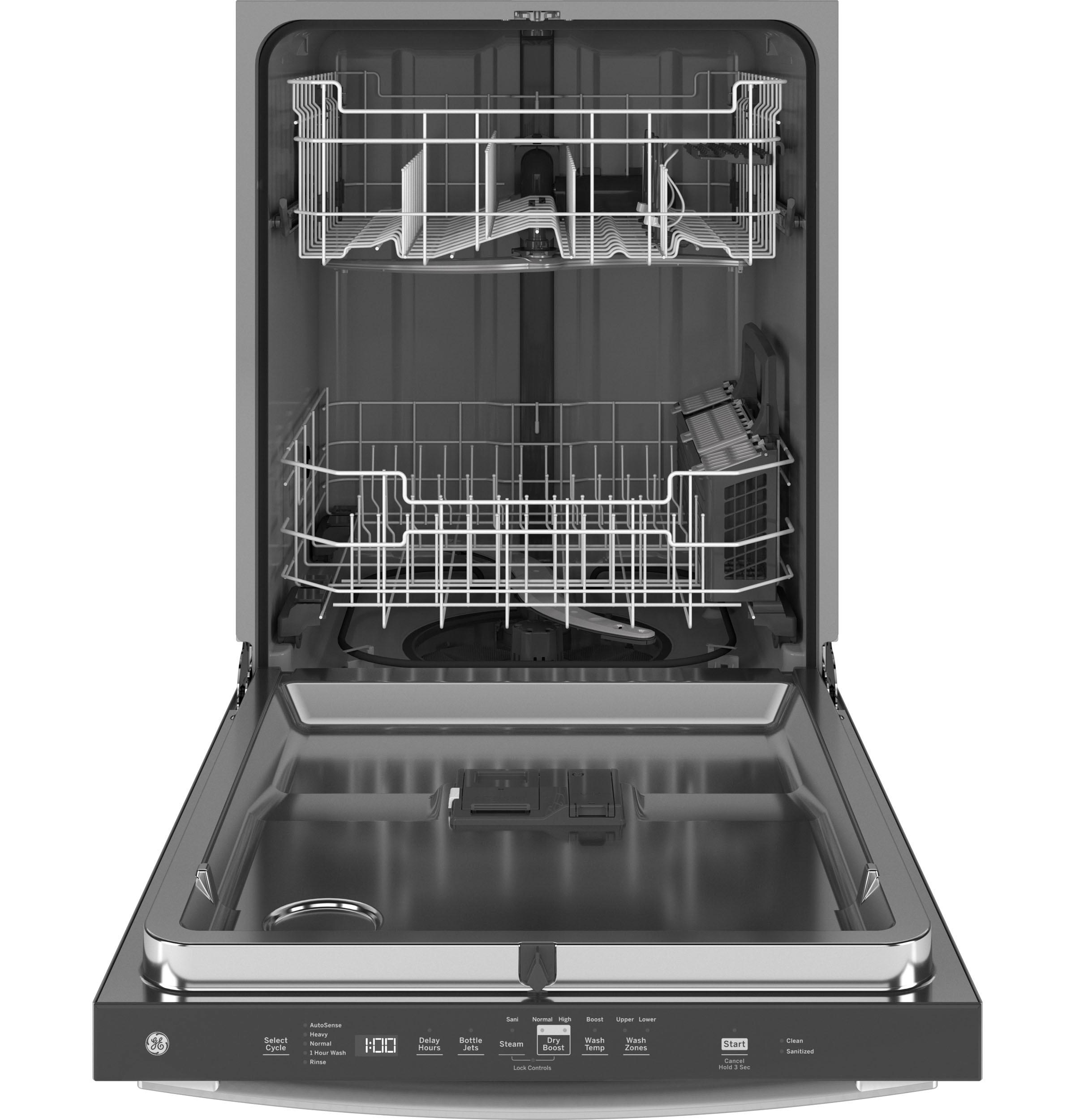 GE® ENERGY STAR® Top Control with Stainless Steel Interior Door Dishwasher with Sanitize Cycle