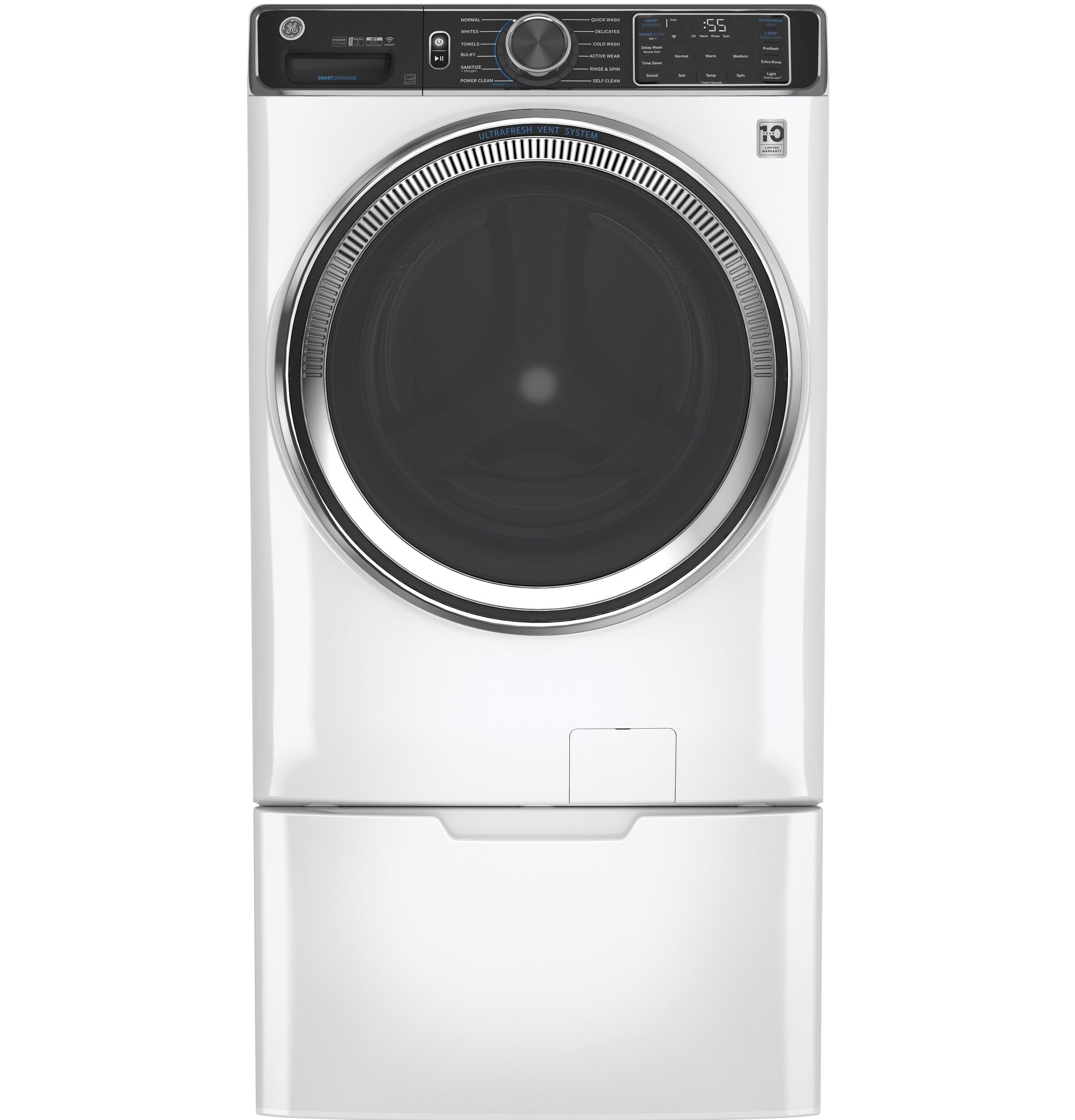 GE® ENERGY STAR® 5.0 cu. ft. Capacity Smart Front Load Steam Washer with SmartDispense™ UltraFresh Vent System with OdorBlock™ and Sanitize   Allergen