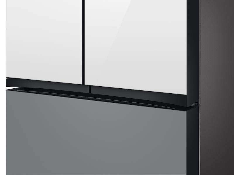 Bespoke 3-Door French Door Refrigerator (24 cu. ft.) - with Top Left and Family Hub™ Panel in White Glass - and Matte Grey Glass Bottom Door Panel