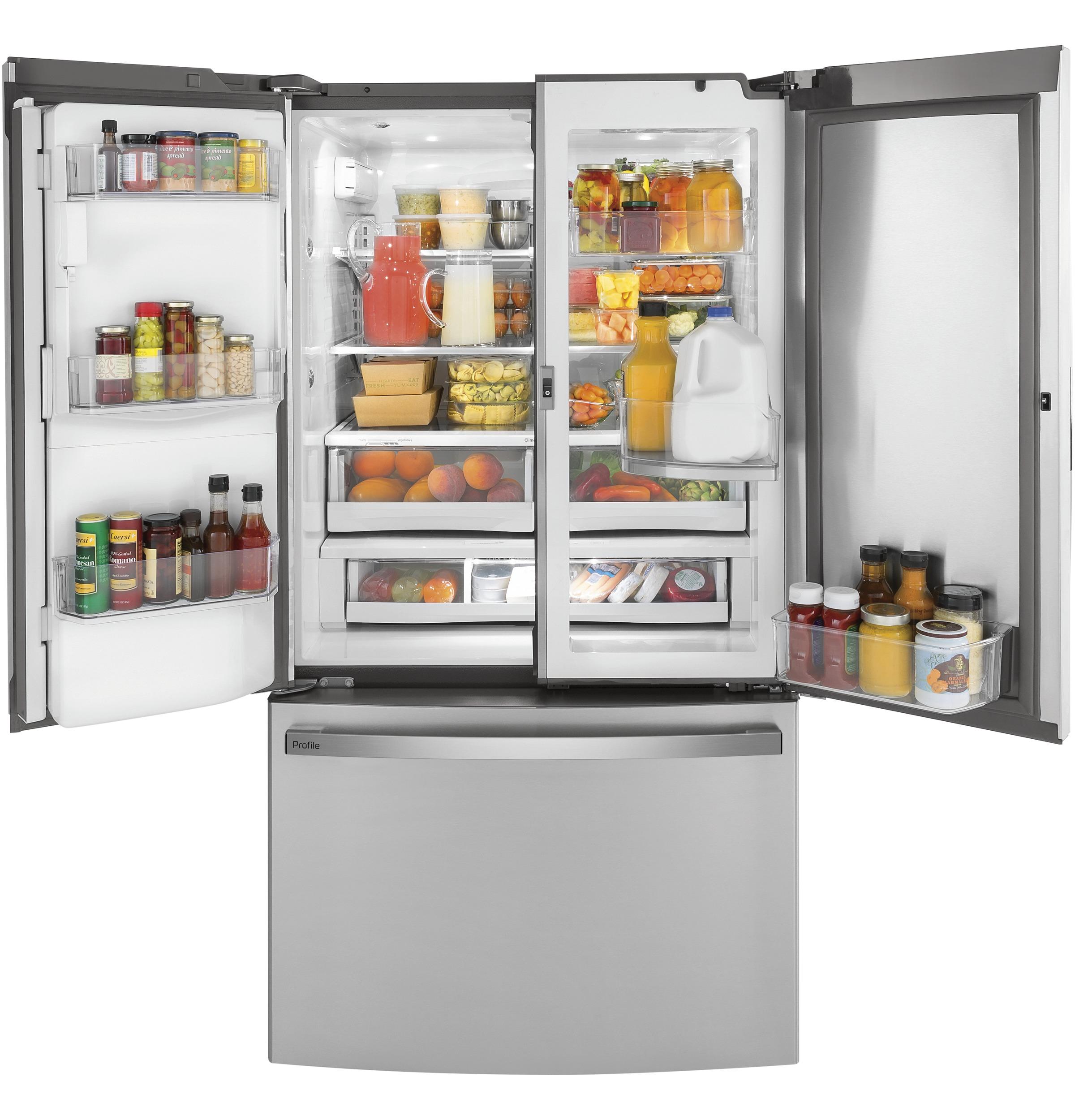 PYD22KYNFS GE Profile™ 22.1 Cu. Ft. Counter-Depth Fingerprint Resistant French-Door Refrigerator with Door In Door and Hands-Free AutoFill
