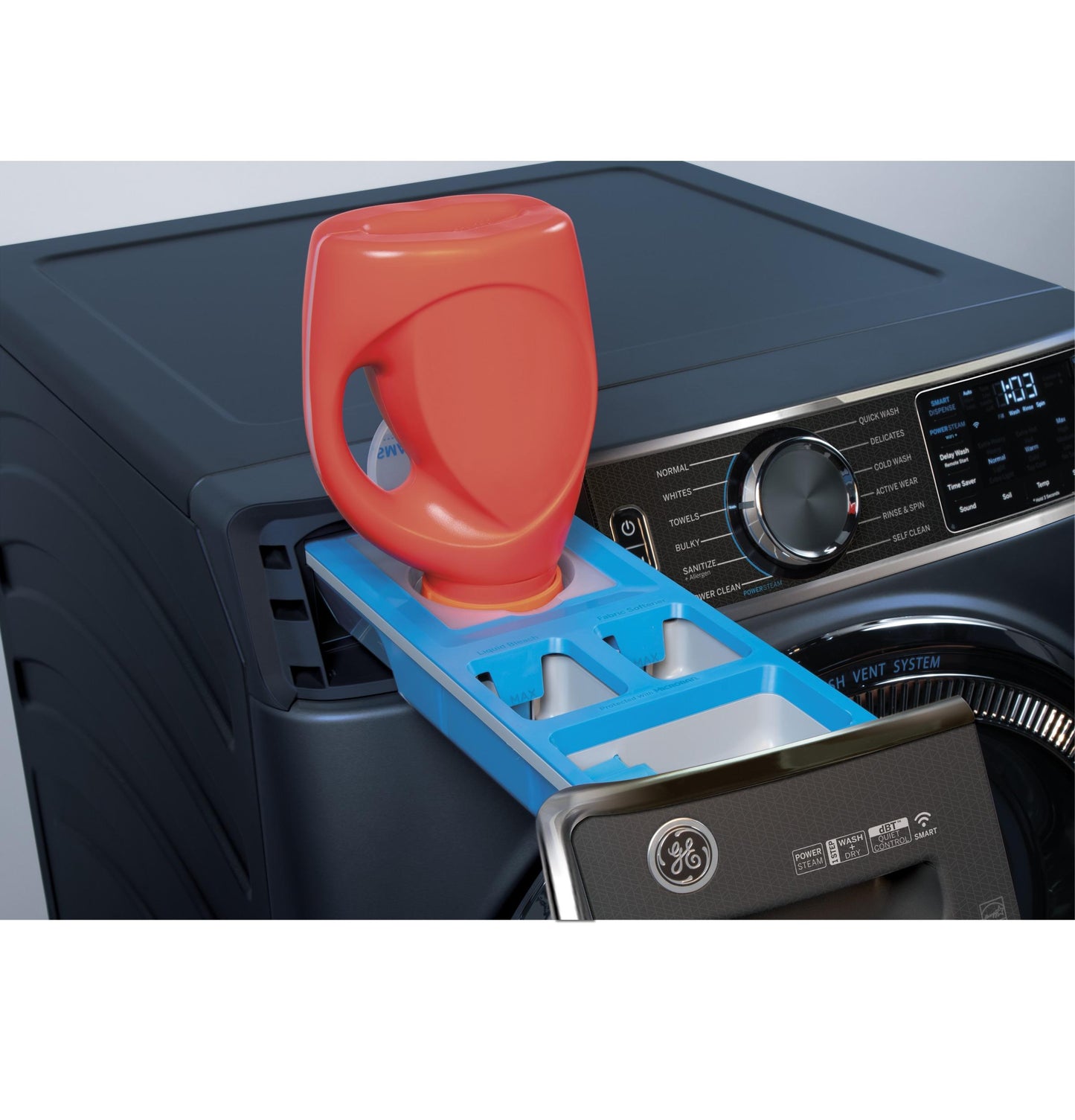 GE® ENERGY STAR® 5.0 cu. ft. Capacity Smart Front Load Steam Washer with SmartDispense™ UltraFresh Vent System with OdorBlock™ and Sanitize   Allergen