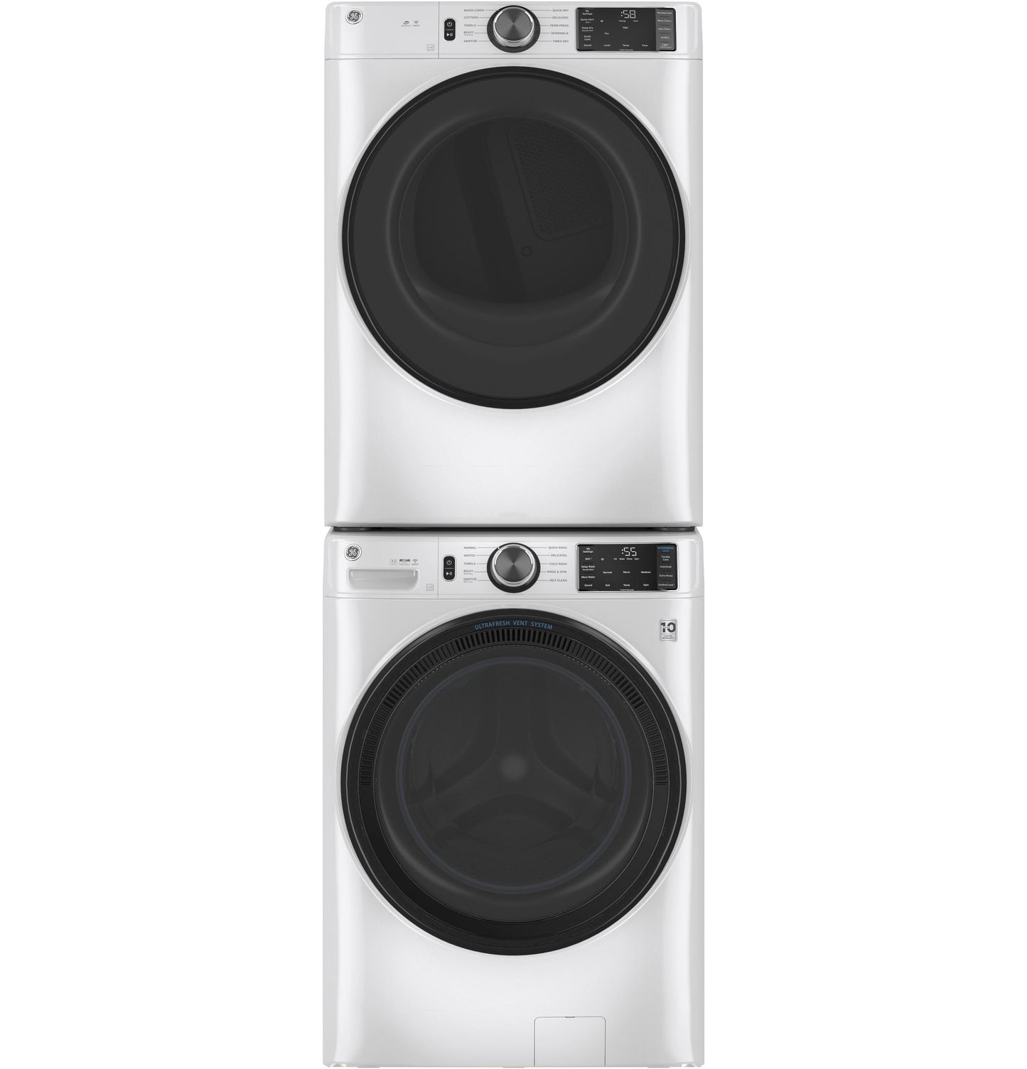 GFD55ESSNWW GE® ENERGY STAR® 7.8 cu. ft. Capacity Smart Front Load Electric Dryer with Sanitize Cycle