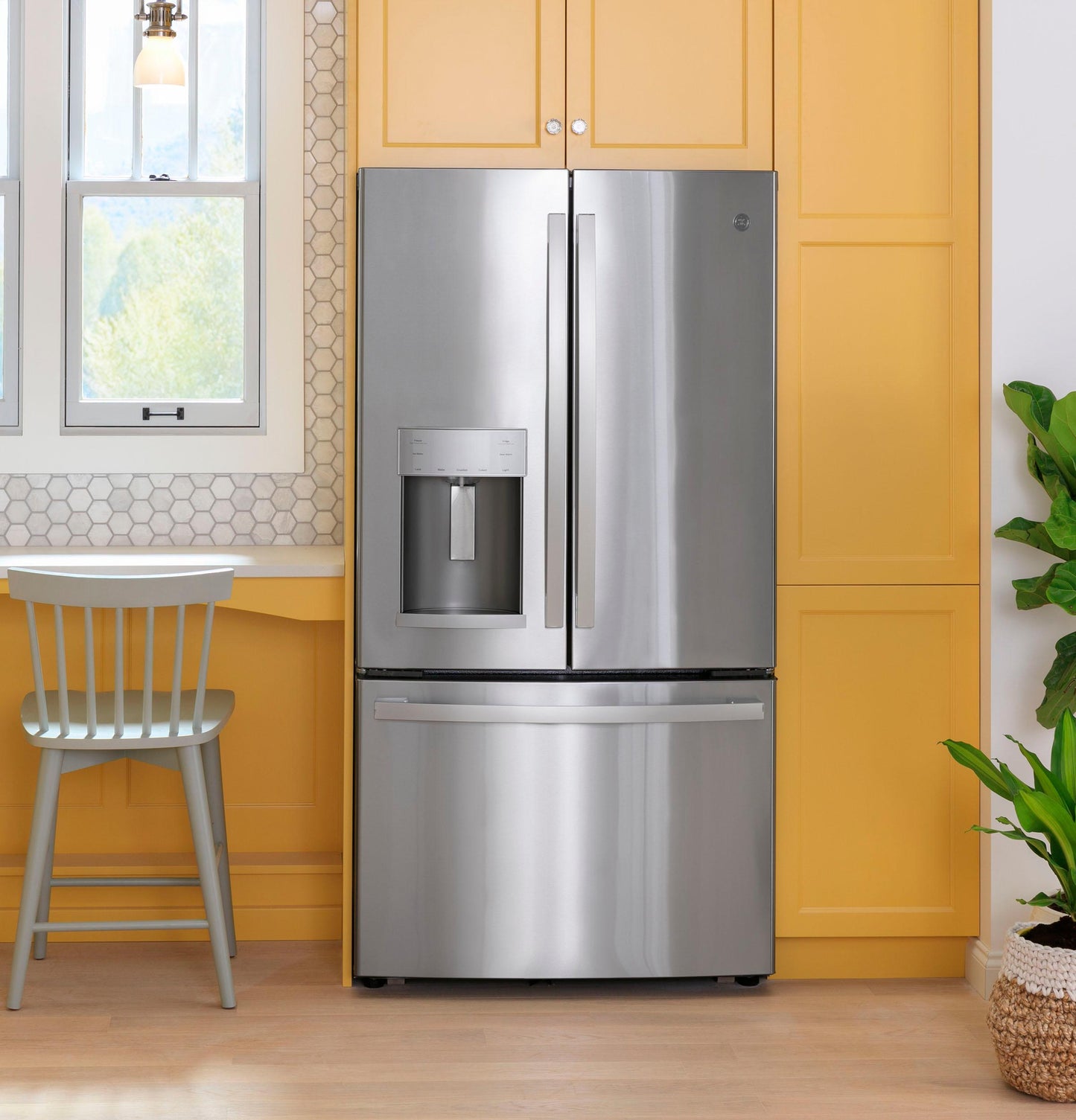 GYE22GYNFS GE ENERGY STAR 22.1 Cu. Ft. Counter-Depth Fingerprint Resistant French-Door Refrigerator