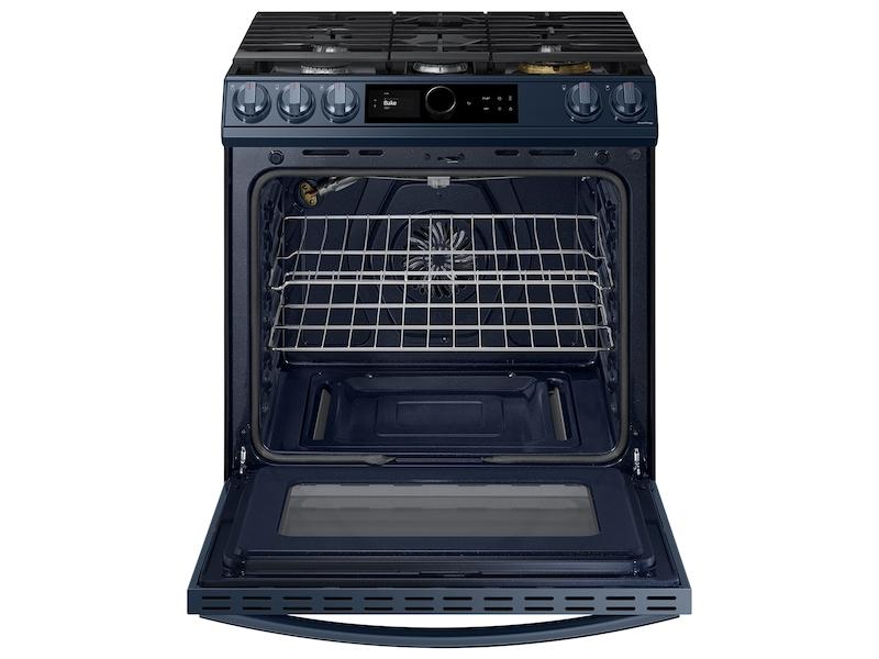 Bespoke Smart Slide-in Gas Range 6.0 cu. ft. with Smart Dial, Air Fry & Wi-Fi in Navy Steel